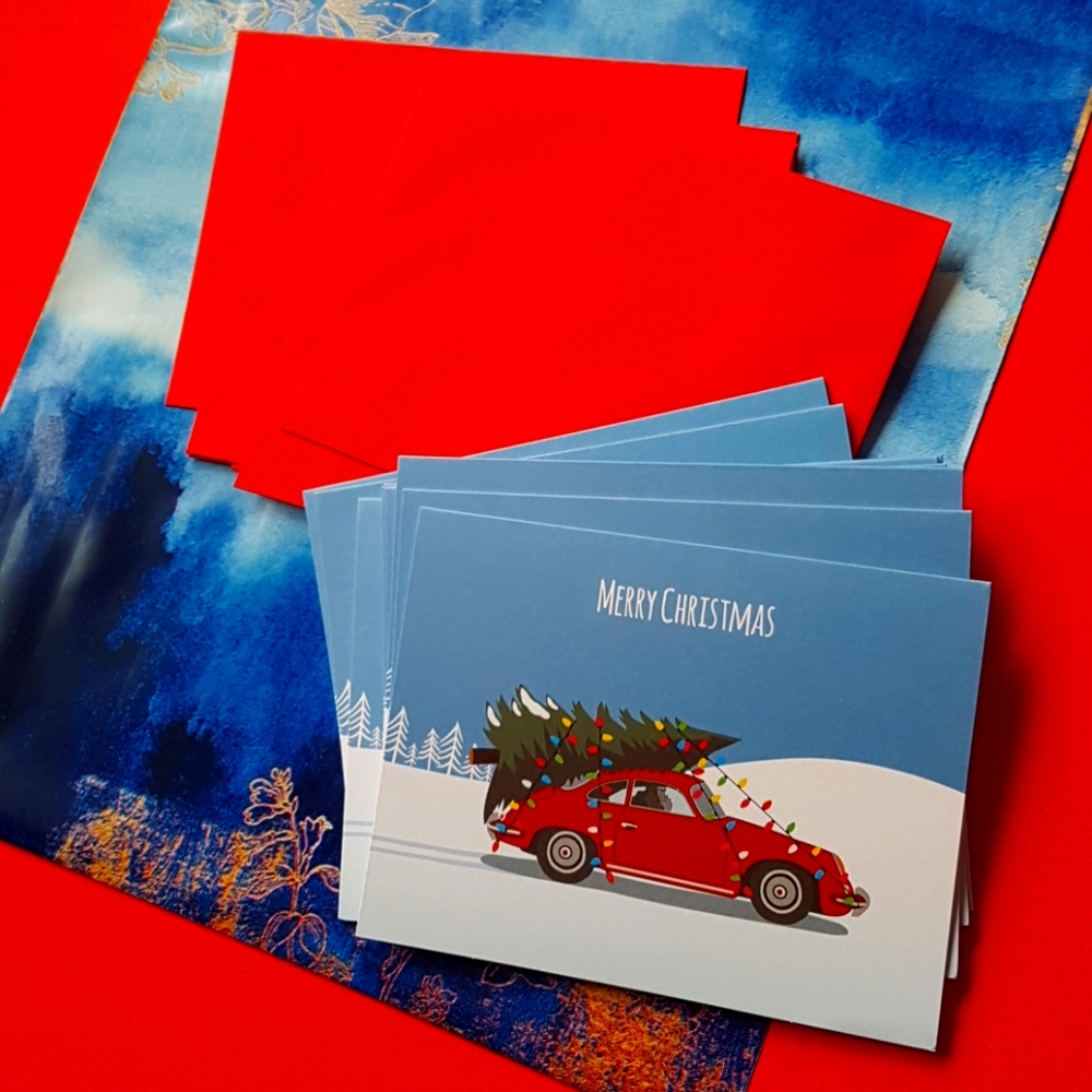 🎅🏼20 pcs Car Tree Merry Christmas Cards and Envelopes